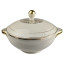 Ragoutterrine 1,7 L Schaller Elfenbein Relief Golddekor Beige gebraucht - gut