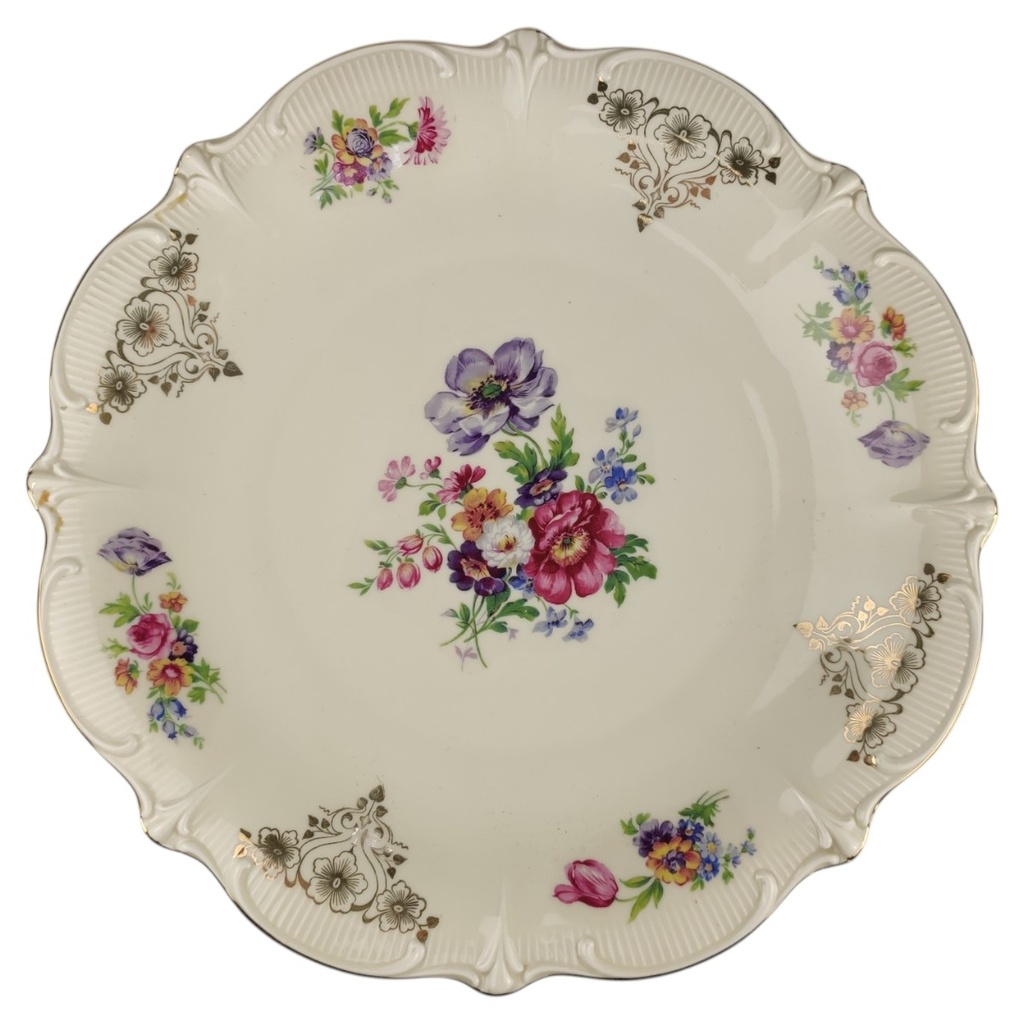 [1820817] Servierplatte Goldrand Schumann Blumendekor gebraucht - gut