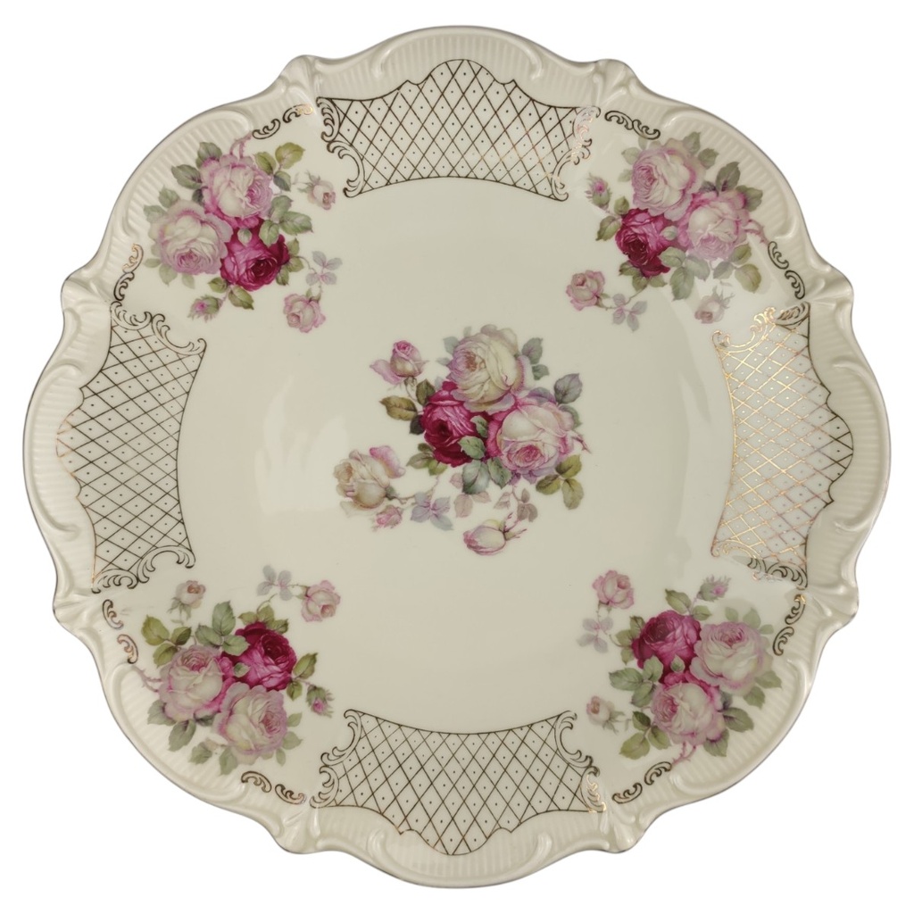 [1820818] Servierplatte Goldrand Schumann Blumendekor gebraucht - gut