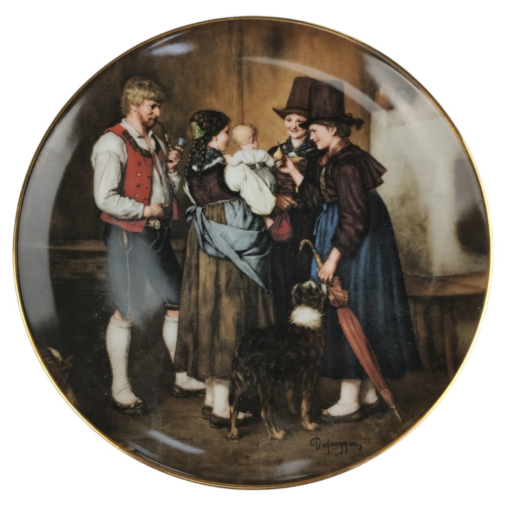 [1820885] Wandteller Lilien Porzellan Die Meisterwerke des Franz von Defregger Besuch der Tanten gebraucht - neuwertig