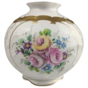 Kugelvase 12 cm Lindner Blumendekor Goldrand gebraucht - sehr gut