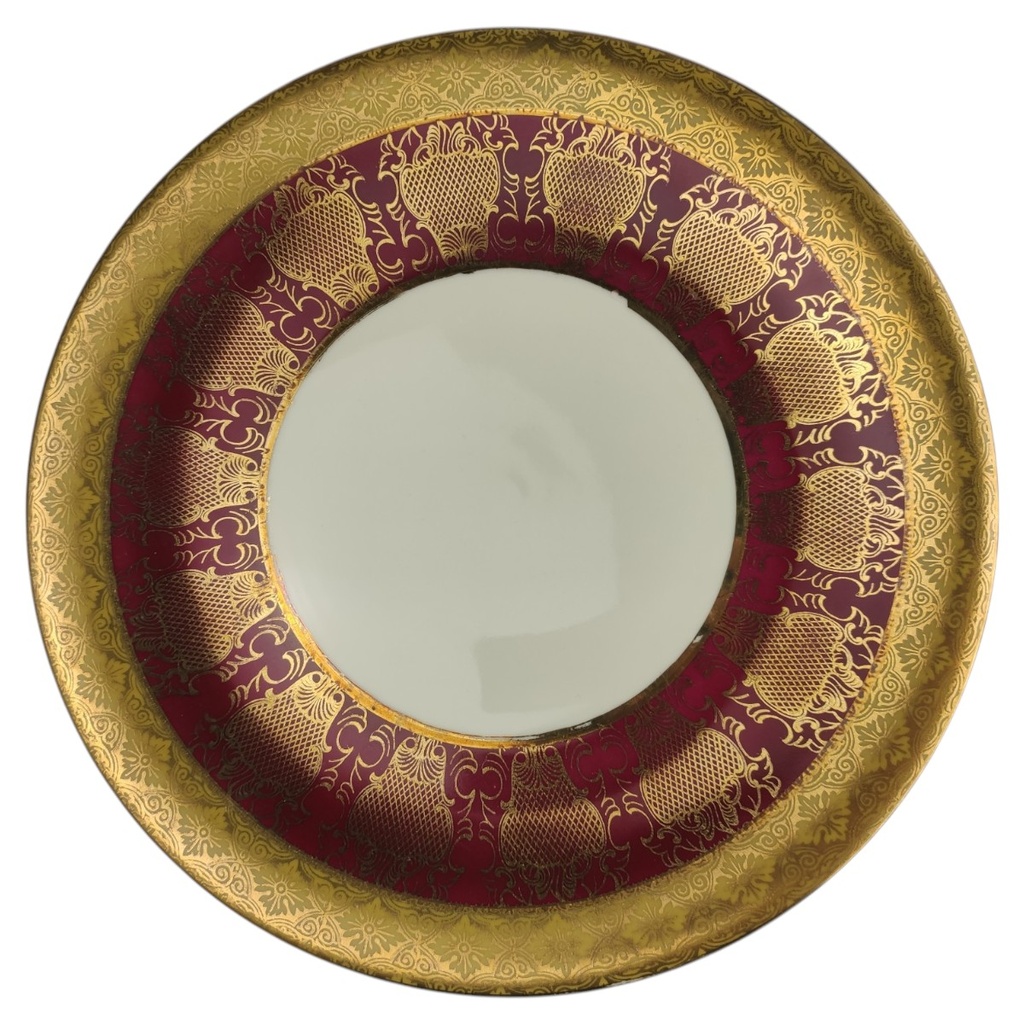 [1822985-K] Kuchenteller 19,7 cm Schaller Rot Golddekor gebraucht - sehr gut