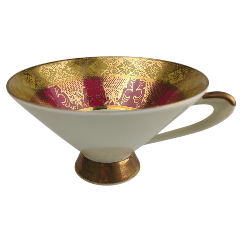 [1822985-T] Teetasse Schaller Rot Golddekor gebraucht - sehr gut
