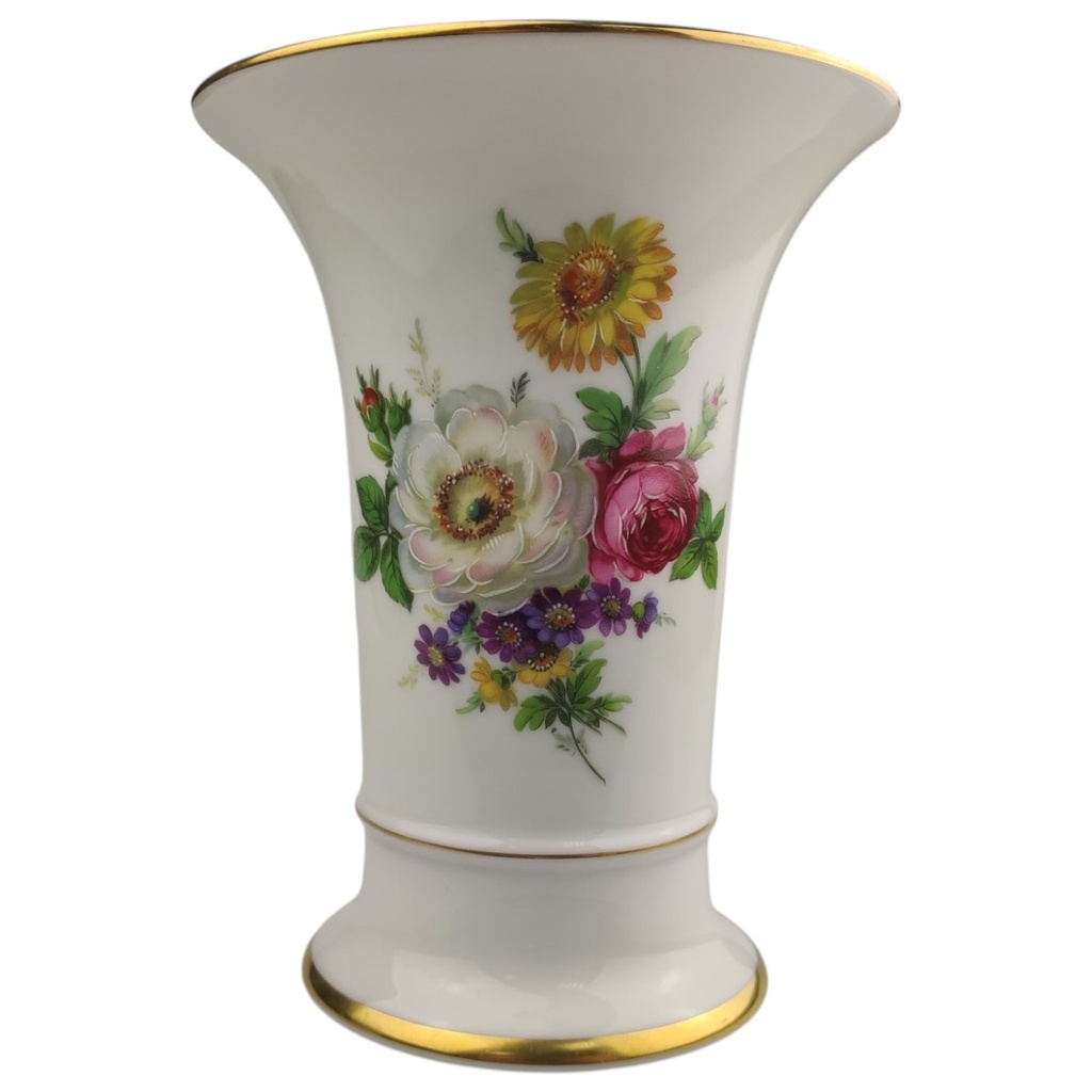 [1823034] Vase Blumenvase 14,8 cm AK Kaiser Residenz Blumendekor Goldrand gebraucht - sehr gut
