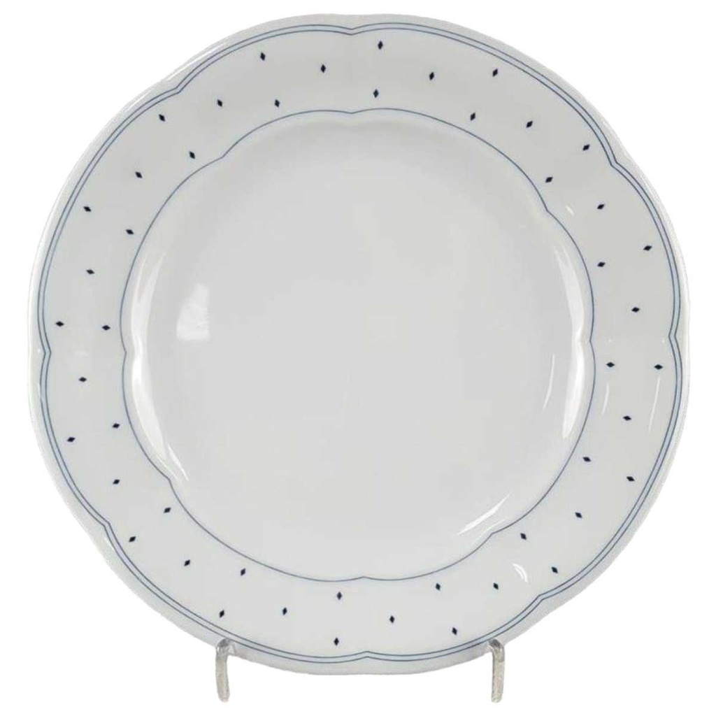 Kuchenteller 19,6 cm Marienbad Ingres Weiss Blaue Rauten gebraucht - sehr gut