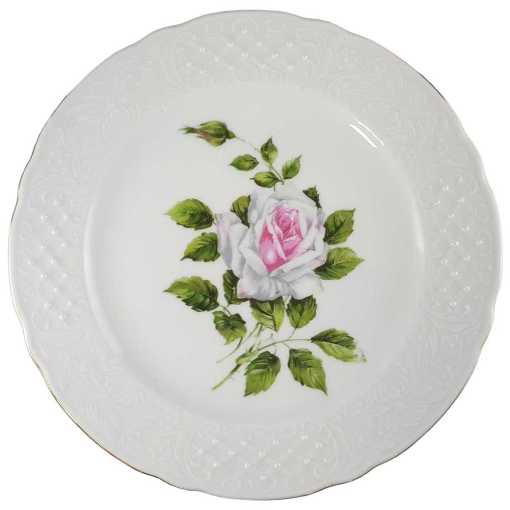 [45811026] Kuchenteller Dessertteller Frühstücksteller 20,7 cm Schumann Arzberg Form Dresden Weiße Rose gebraucht - gut