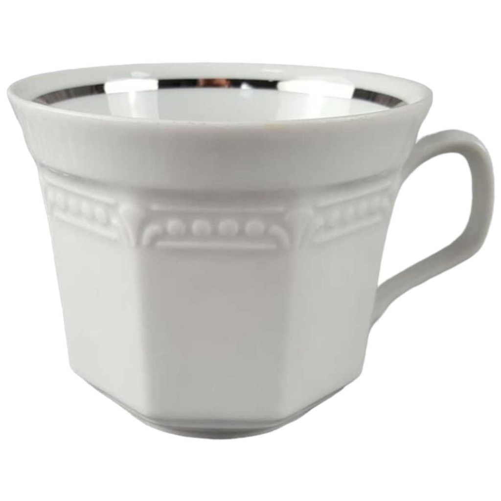 [458110522] Kaffeetasse Tasse Mitterteich Form 2040 Sissi Weiß Platinrand gebraucht - gut