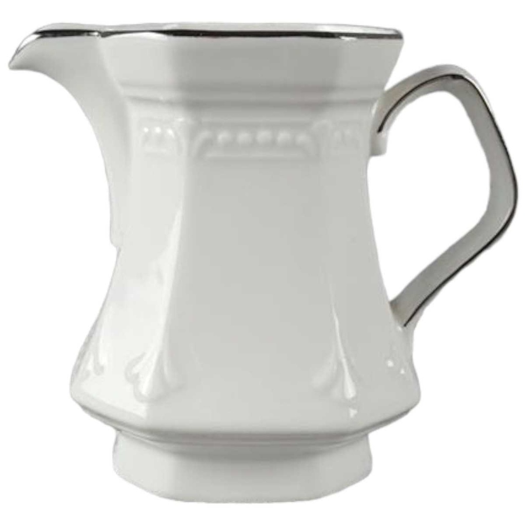 Milchkännchen Mitterteich Form 2040 Sissi Weiß Platinrand gebraucht - sehr gut
