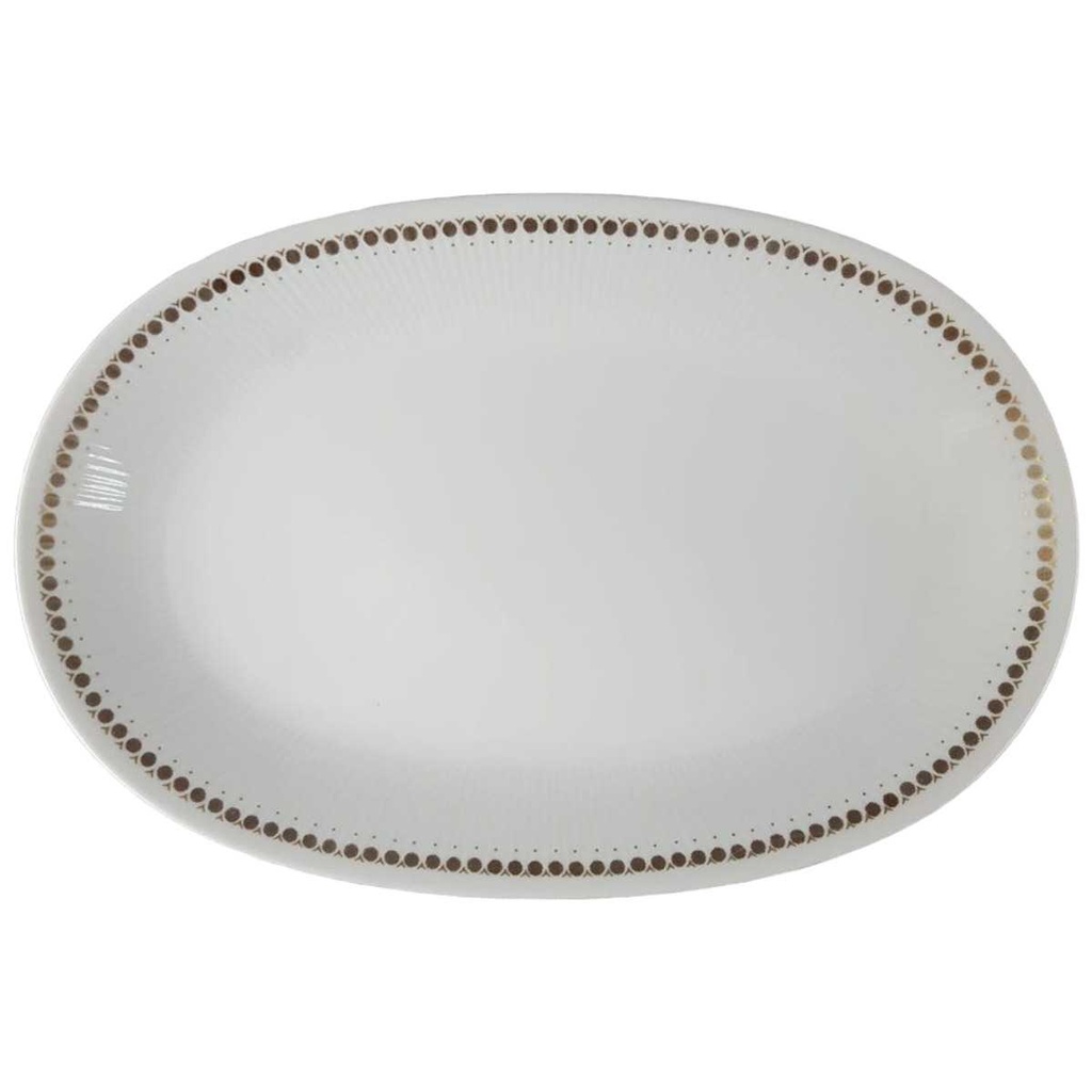 [458110538] Servierplatte Fleischplatte Golddekor 35,1x23,6 cm Mitterteich Form 650 Kreise gebraucht - akzeptabel