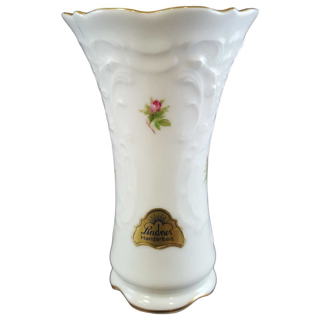 Vase 13 cm Lindner Porzellan Anna Maria Moosrose gebraucht - sehr gut