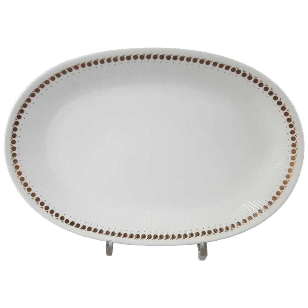 [458110566] Servierplatte Steakplatte Golddekor 31,9x21,4 cm Mitterteich Form 650 Kreise gebraucht - akzeptabel
