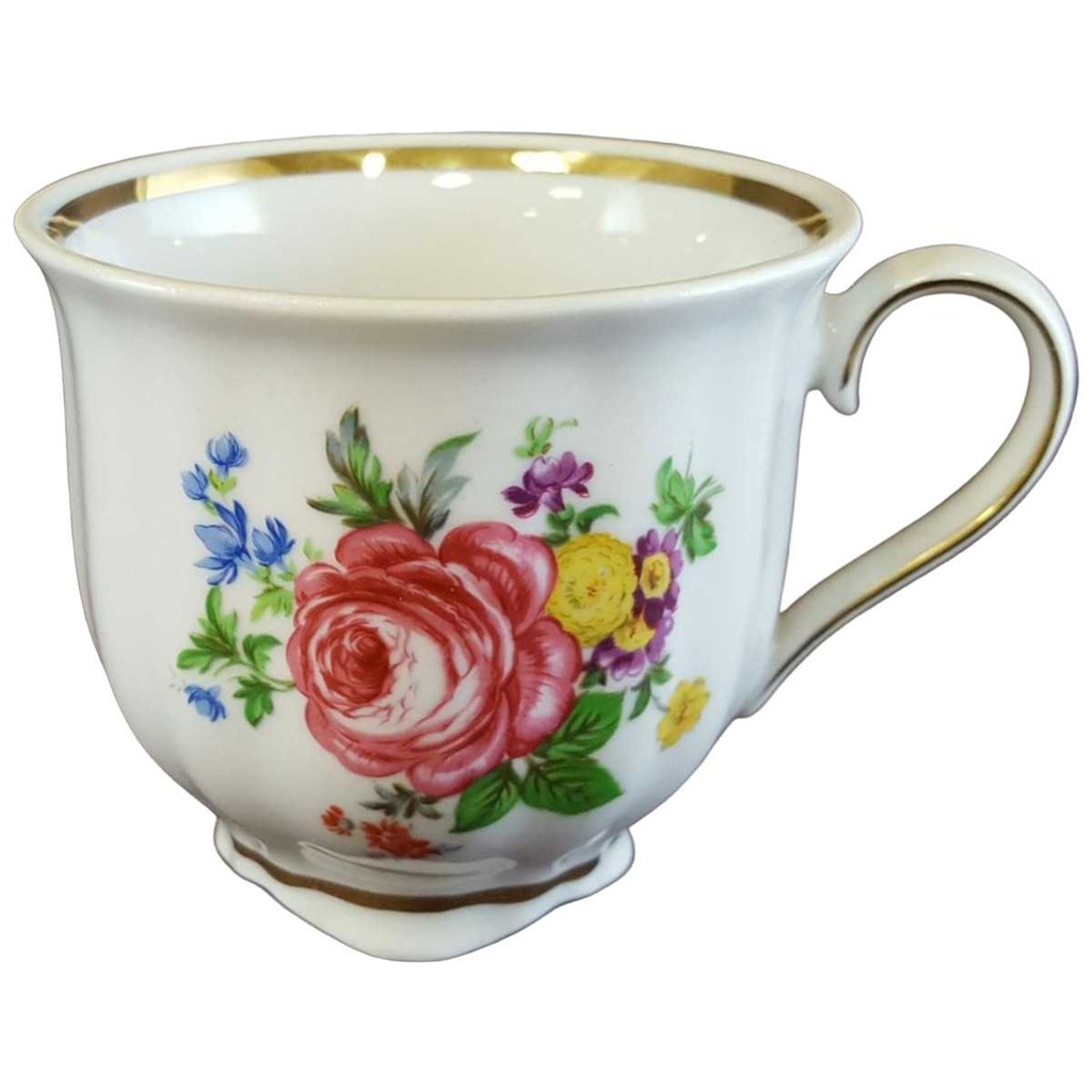 [45811154] Kaffeetasse Tasse Goldrand Schirnding Bavaria Blumenmuster mit gebraucht - sehr gut