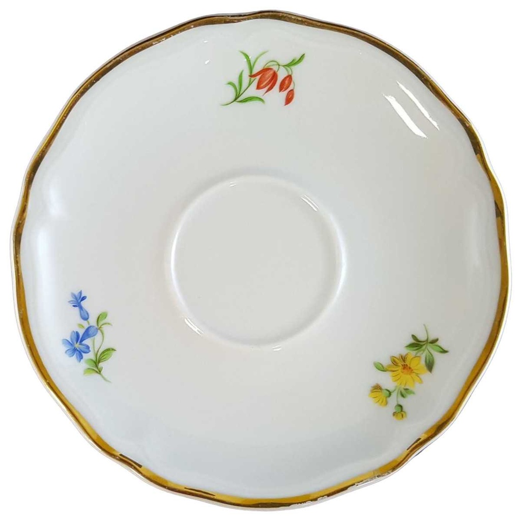 Untertasse für Kaffee Goldrand 14,5 cm Schirnding Bavaria Blumenmuster mit gebraucht - gut