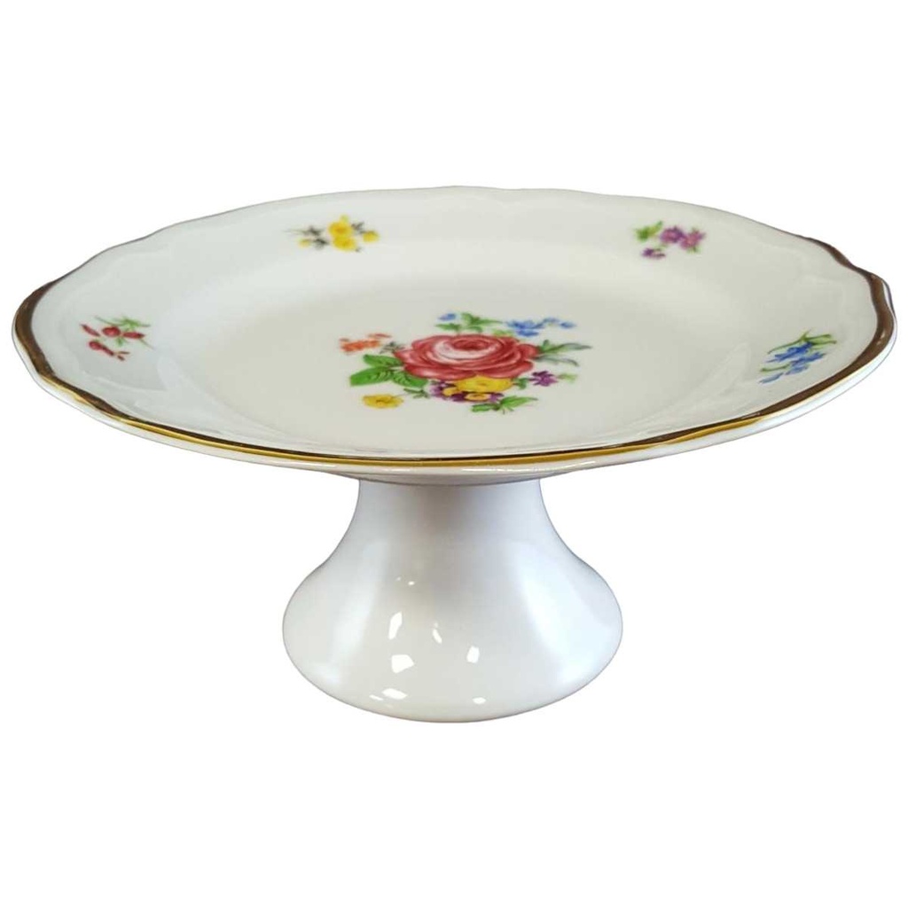 [45811162] Gebäckschale Schale auf Fuß Konfektschale Goldrand 15,5 cm Schirnding Bavaria Blumenmuster mit gebraucht - sehr gut