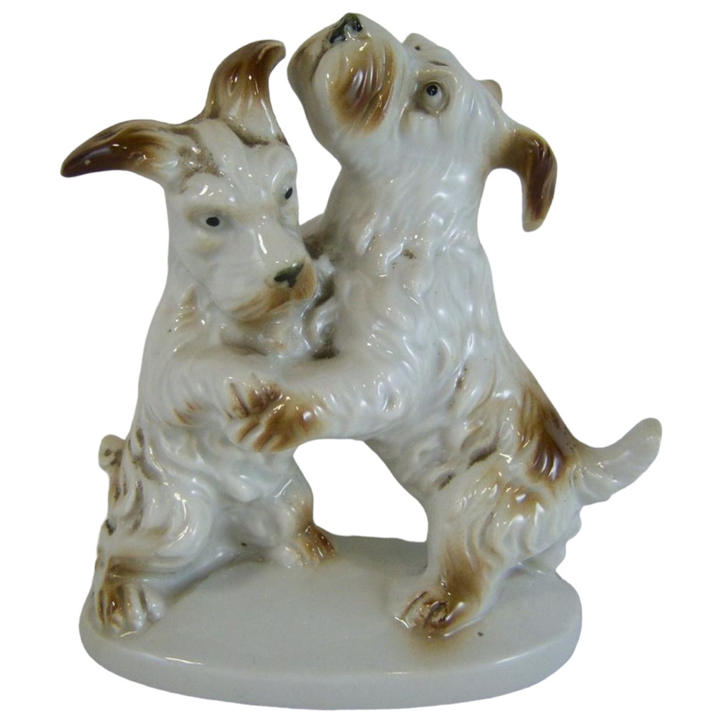 [4581119] Figur Skulptur Porzellanhunde Terrier Paar gestempelt Nr. 7902