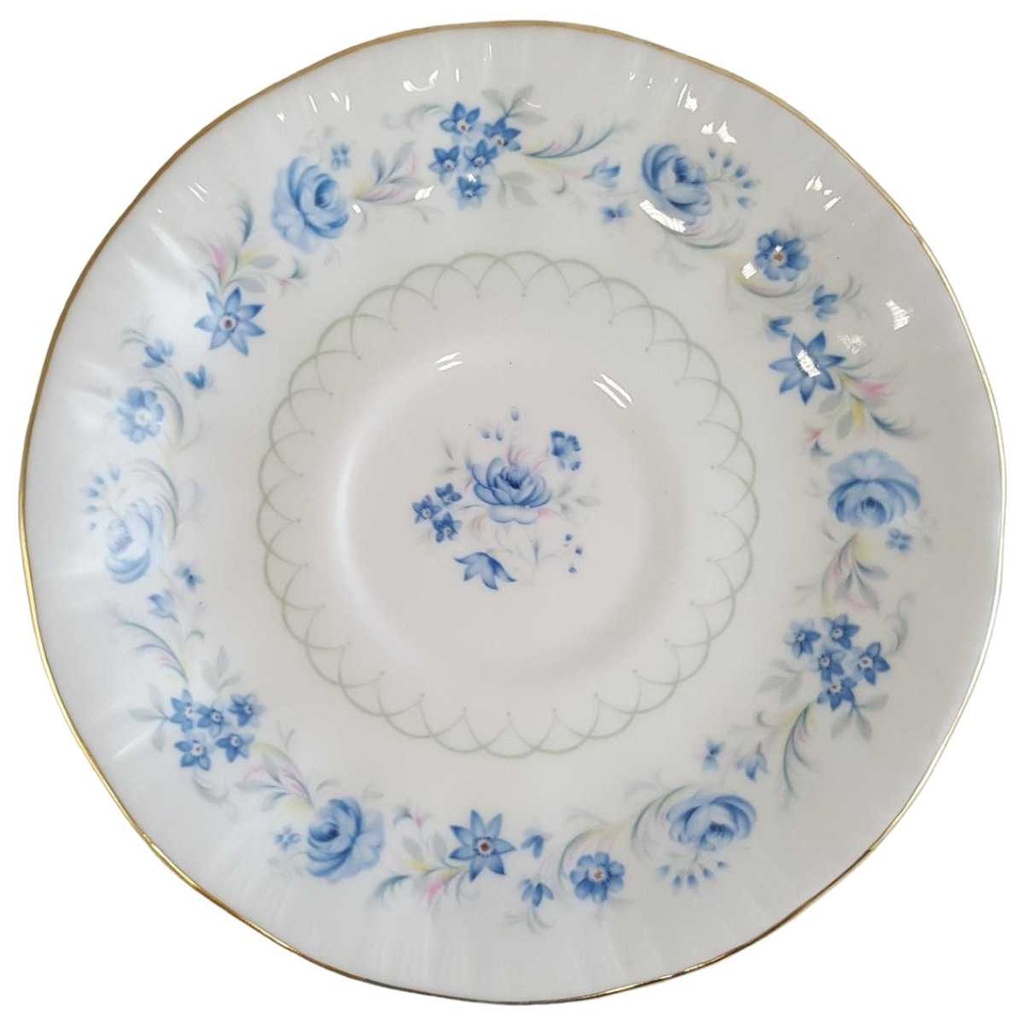 [45811197] Untertasse für Kaffee 14 cm Royal Malvern Blaue Blumenranke Blau gebraucht - sehr gut
