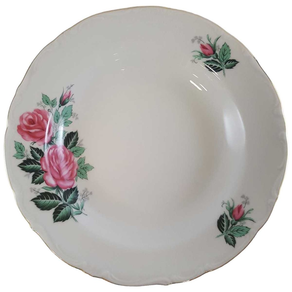 [45811267] Suppenteller Goldrand 22,4 cm Winterling Kirchenlamitz Rosendekor mit gebraucht - gut