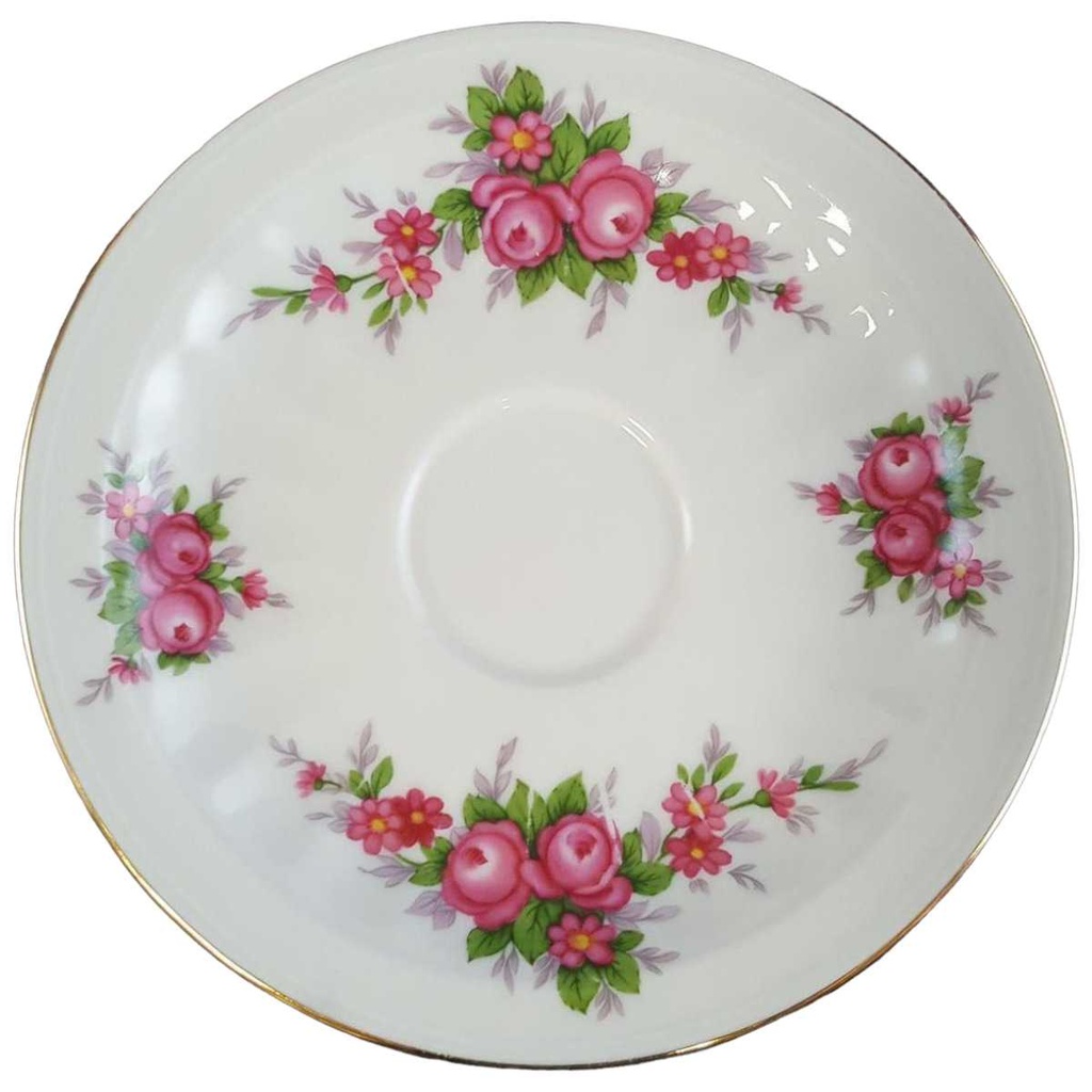 [45811290] Untertasse für Kaffee Goldrand 14,6 cm Seltmann Weiden Rote Blumen gebraucht - gut