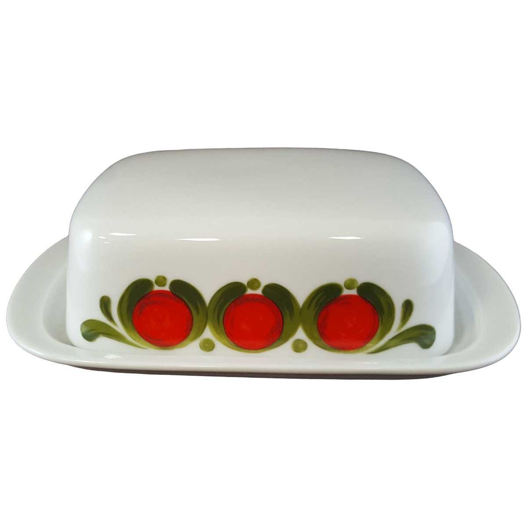[45811331] Butterdose Winterling Röslau Retrodekor Rot grün gebraucht - sehr gut