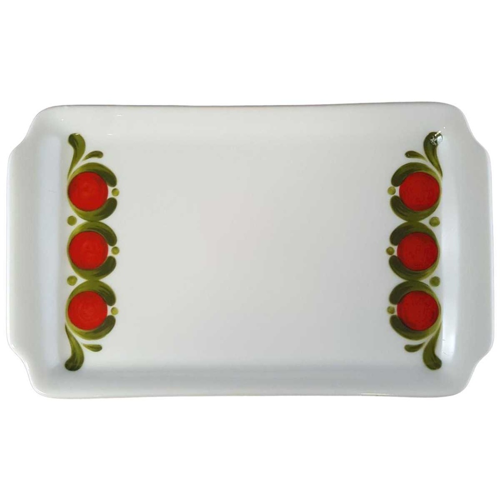 Servierplatte Speiseplatte Fleischplatte Steakplatte 20x12 cm Winterling Röslau Retrodekor Rot grün gebraucht - sehr gut