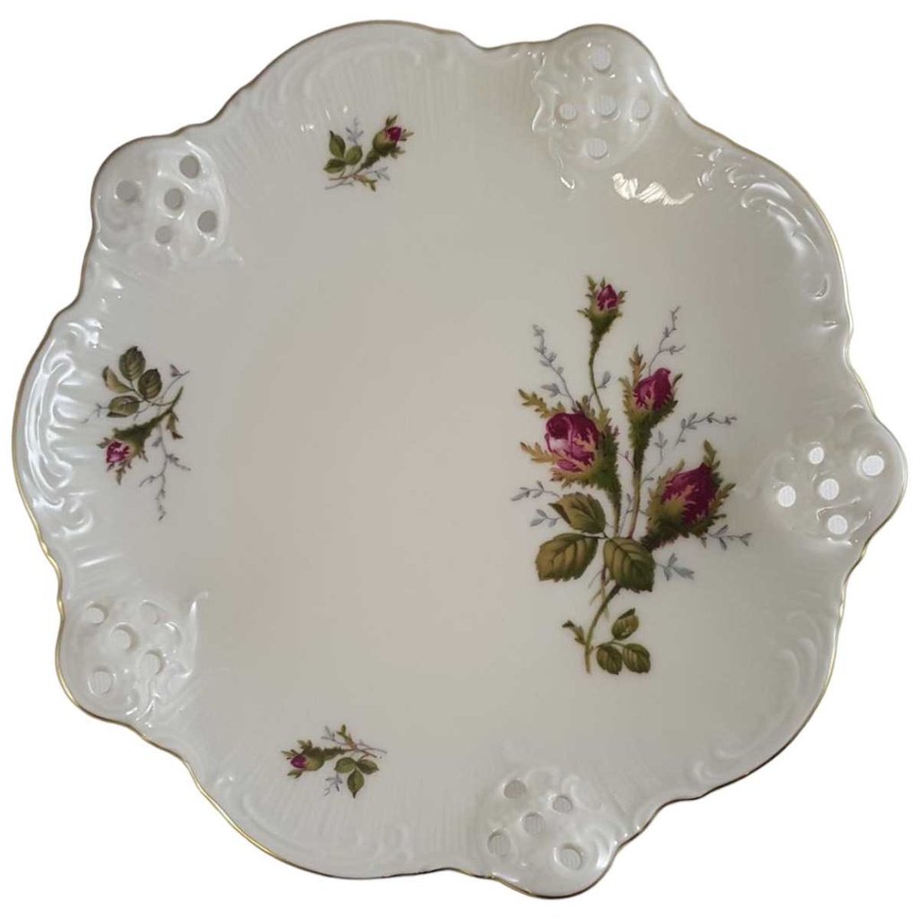 [45811450] Durchbruchschale Goldrand Durchbrucharbeit 20 cm Rosenthal Classic Rose Collection Moosrose mit Elfenbein gebraucht - sehr gut
