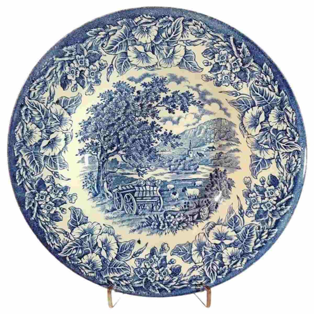 [458114752] Suppenteller 22,2 cm English Ironstone Tableware (EIT) EIT England Morning Glories On Rim Blau gebraucht - akzeptabel