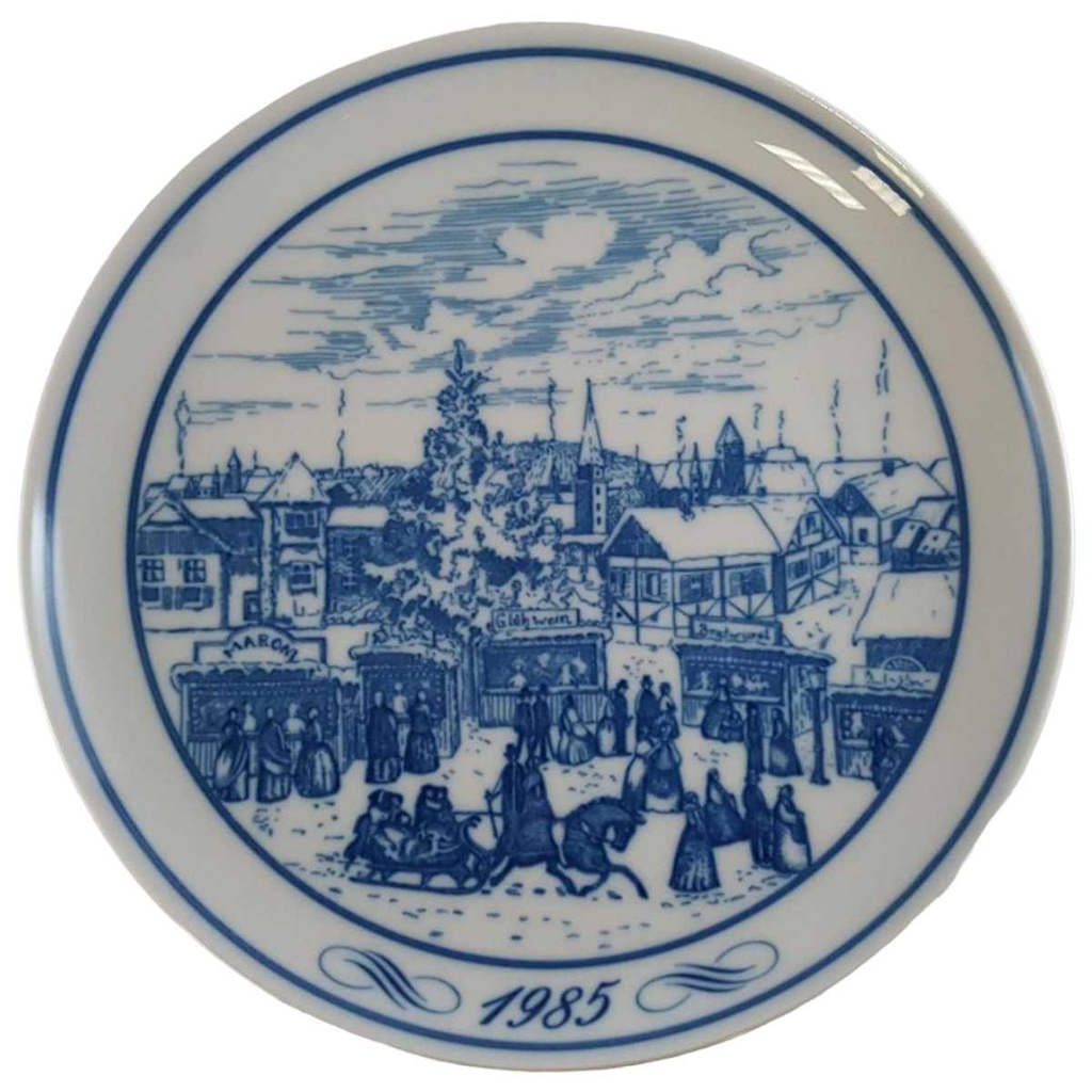 [45811492] Wandteller Sammelteller Hutschenreuther Pieroth Sammlung Weihnachtsmarkt 1985 Blau gebraucht - sehr gut