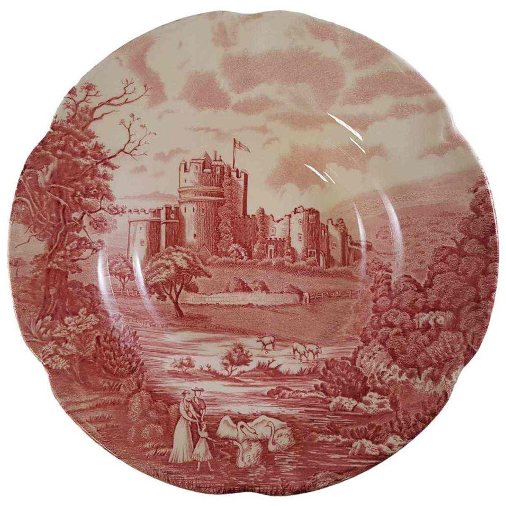 Suppenteller 22,2 cm Johnson Bros Castle Story Rot gebraucht - sehr gut