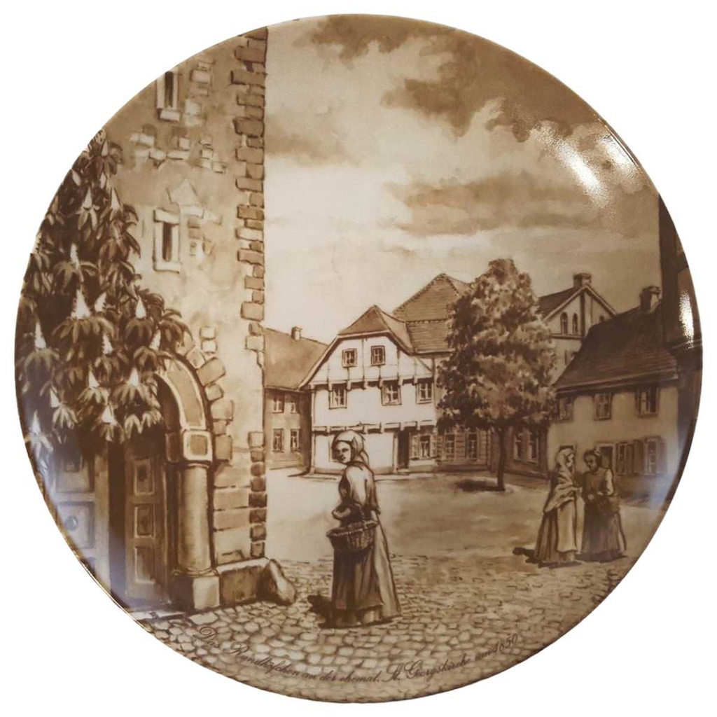 [45811526] Heimatteller Sammelteller AK Kaiser Porzellan Wandteller Gelsenkirchen 1.Motiv Das Rundhöfchen an der Georgskirche um 1850 gebraucht - sehr gut