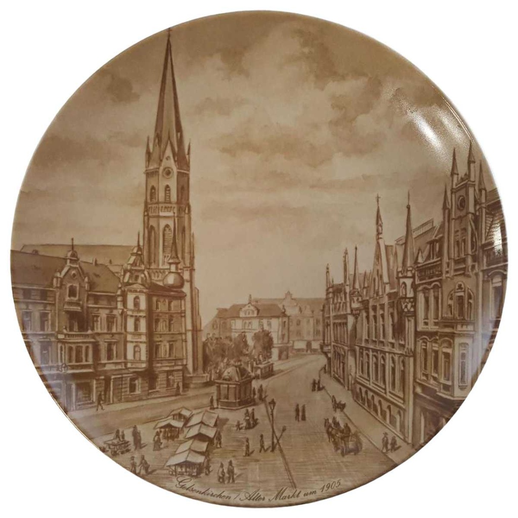 [45811528] Heimatteller Sammelteller AK Kaiser Wandteller Gelsenkirchen 3.Motiv Alter Markt um 1905 gebraucht - sehr gut