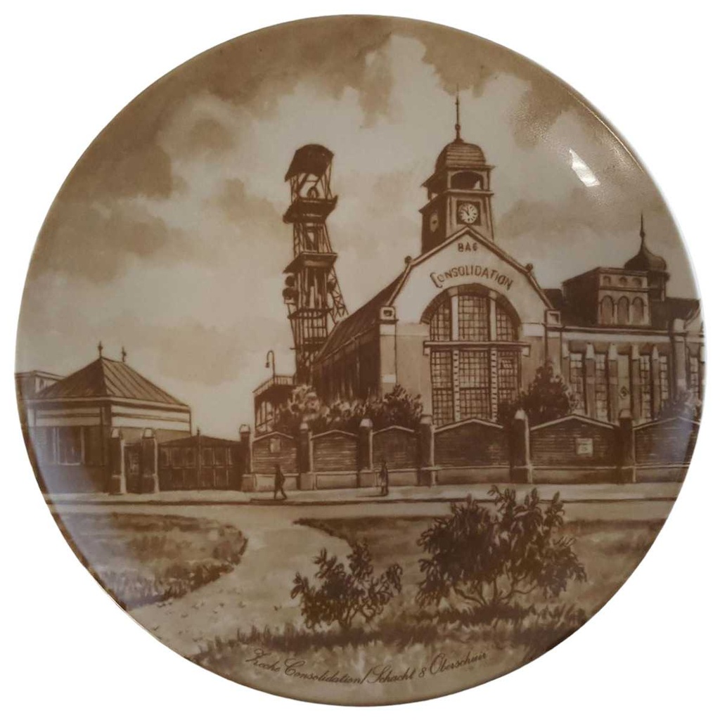 Heimatteller AK Kaiser Porzellan Wandteller Gelsenkirchen 6.Motiv Zeche Consolidation Schacht 8 Oberschuir gebraucht - sehr gut