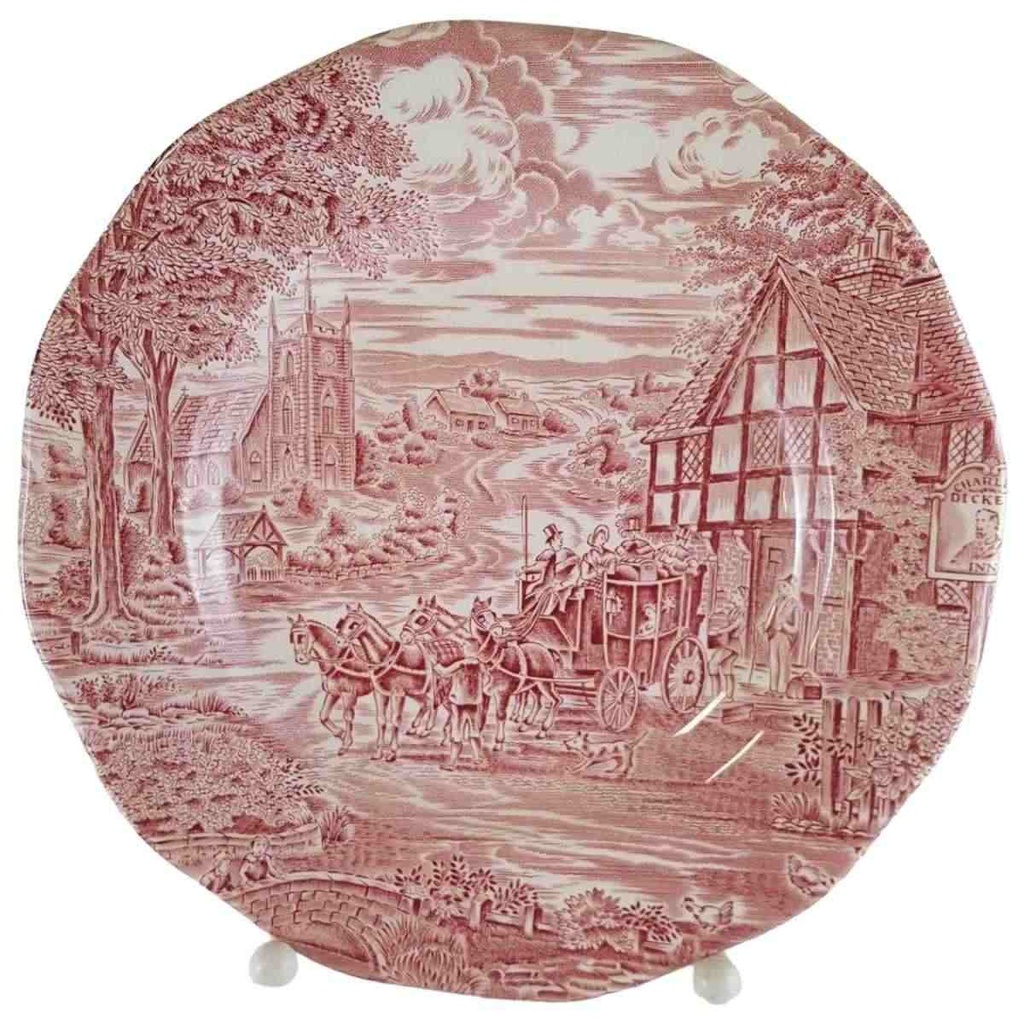 [45811554] Kuchenteller Dessertteller Frühstücksteller 20 cm Enoch Wedgwood Dickens Coaching Days Rot gebraucht - sehr gut