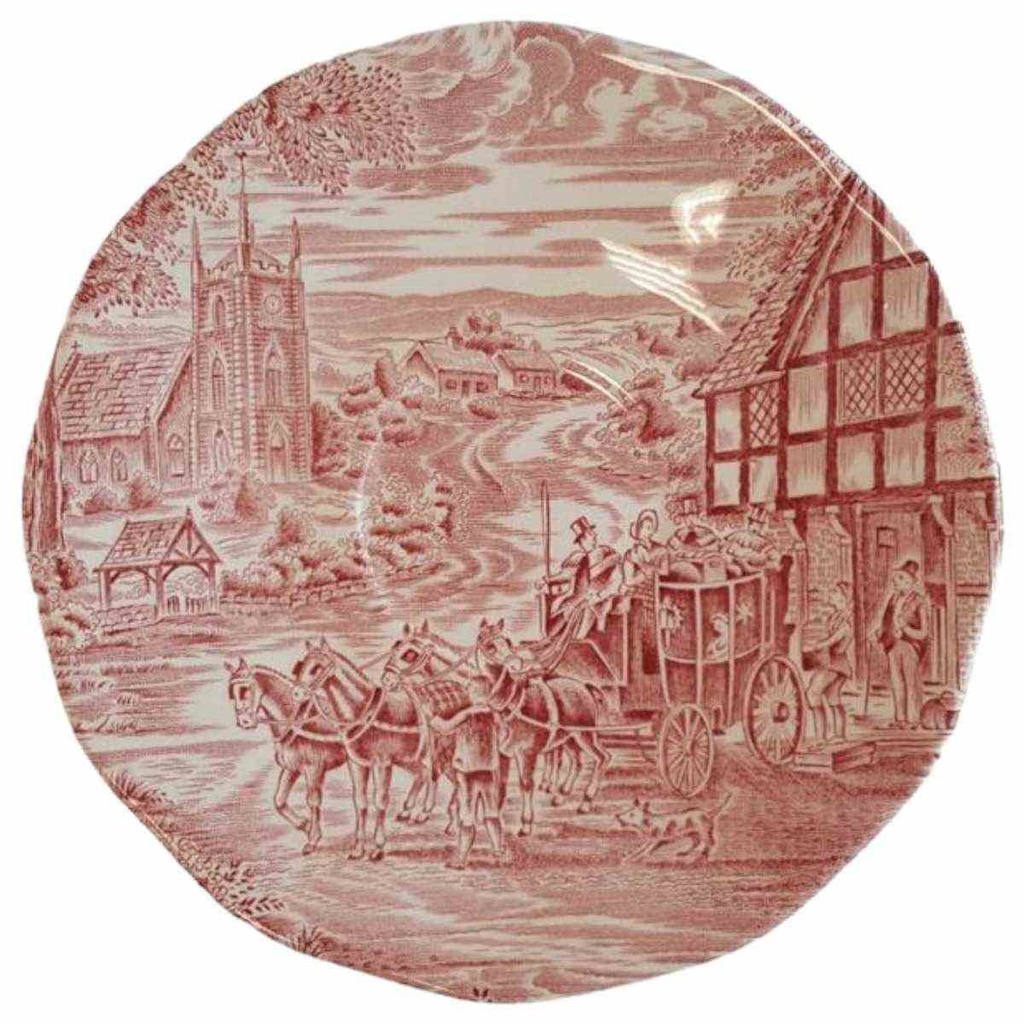 [45811555] Untertasse für Kaffee 14,5 cm Enoch Wedgwood Dickens Coaching Days Rot gebraucht - gut
