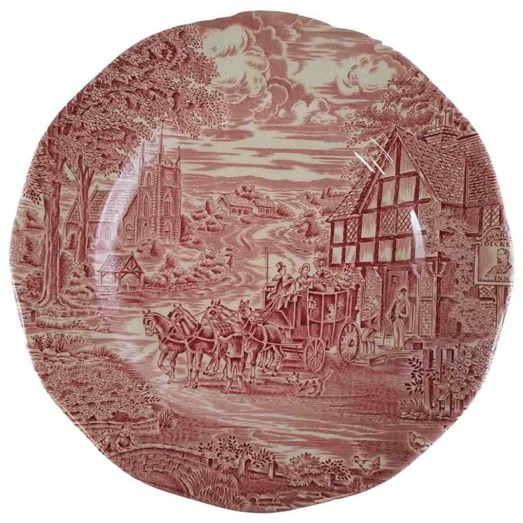 [45811556] Kuchenteller 20 cm Enoch Wedgwood Dickens Coaching Days Rot gebraucht - gut