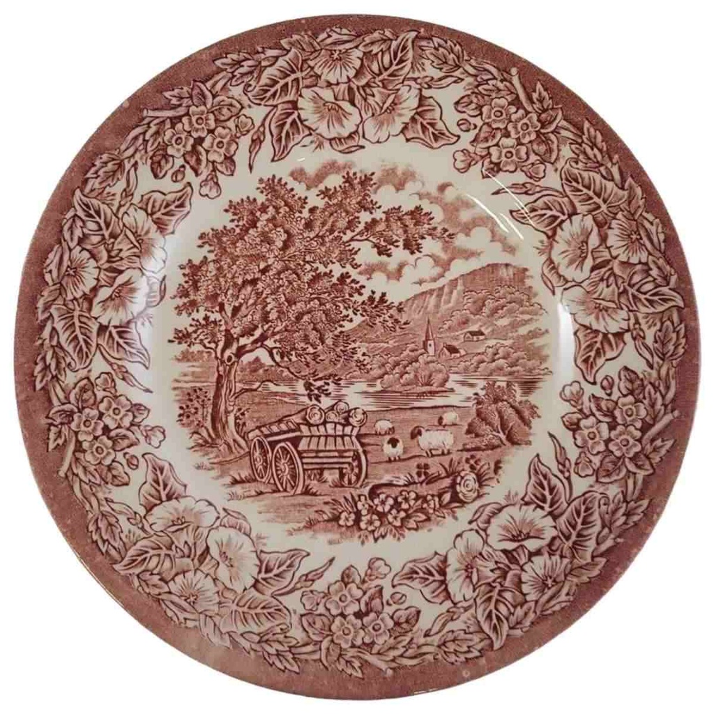 [45811559] Kuchenteller Dessertteller Frühstücksteller 19,7 cm English Ironstone Tableware (EIT) EIT England Baumstäme auf Wagen Rot gebraucht - gut