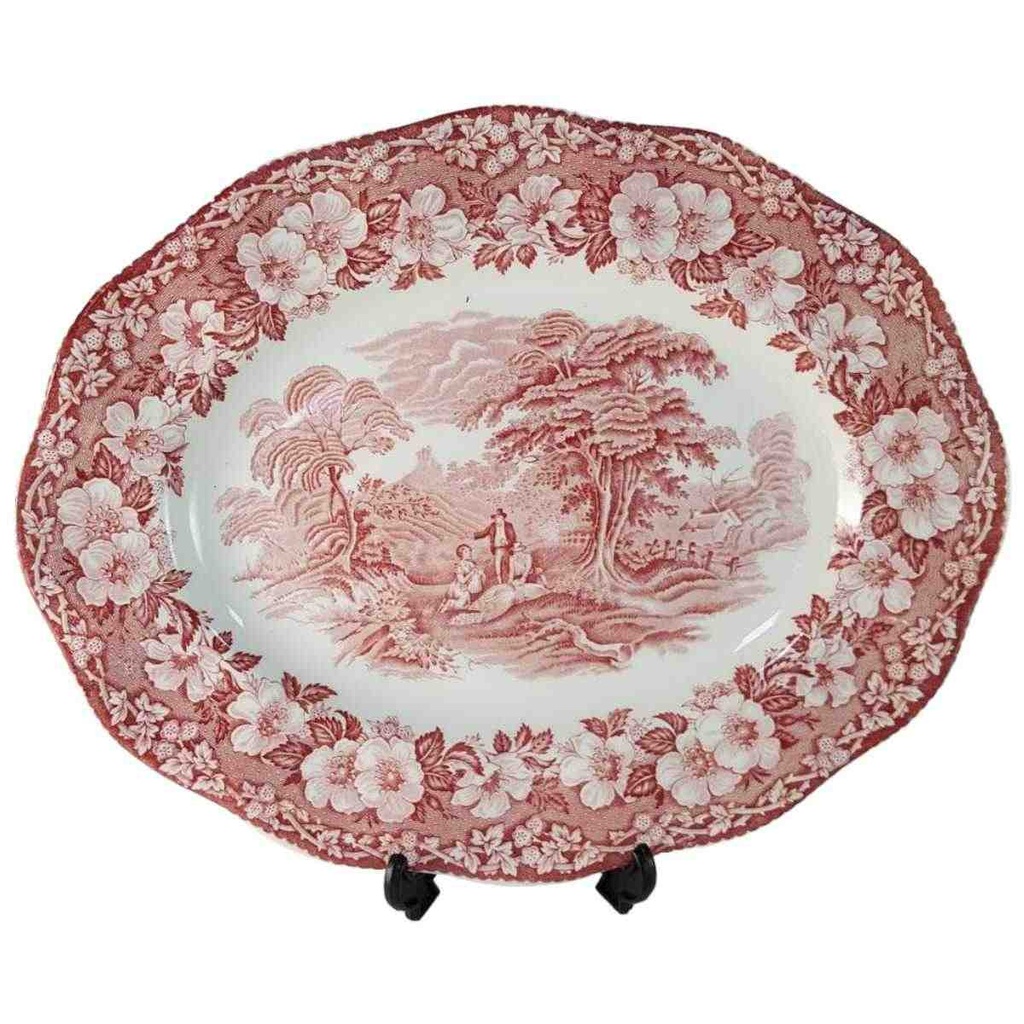 Fleischplatte 31x24,5 cm Enoch Wedgwood Woodland Rot gebraucht - gut