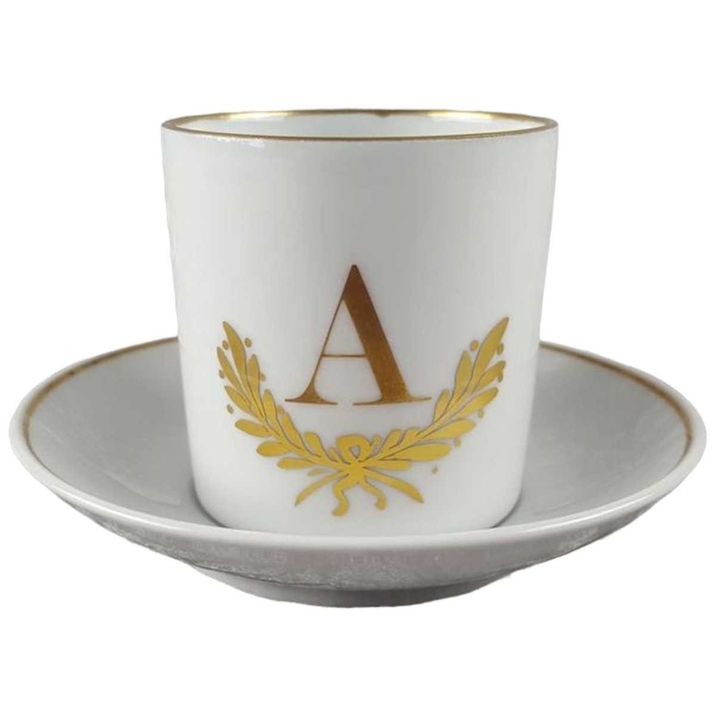 [458117595] Mokkatasse mit Untertasse Tasse Espressotasse & Golddekor Langenthal Schweiz gebraucht - sehr gut