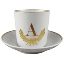 Mokkatasse mit Untertasse Tasse Espressotasse & Golddekor Langenthal Schweiz gebraucht - sehr gut