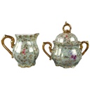 Zuckerdose Milchkännchen und Milch & Zucker Set Golddekor Hallerstein Bavaria Blumen gebraucht - gut
