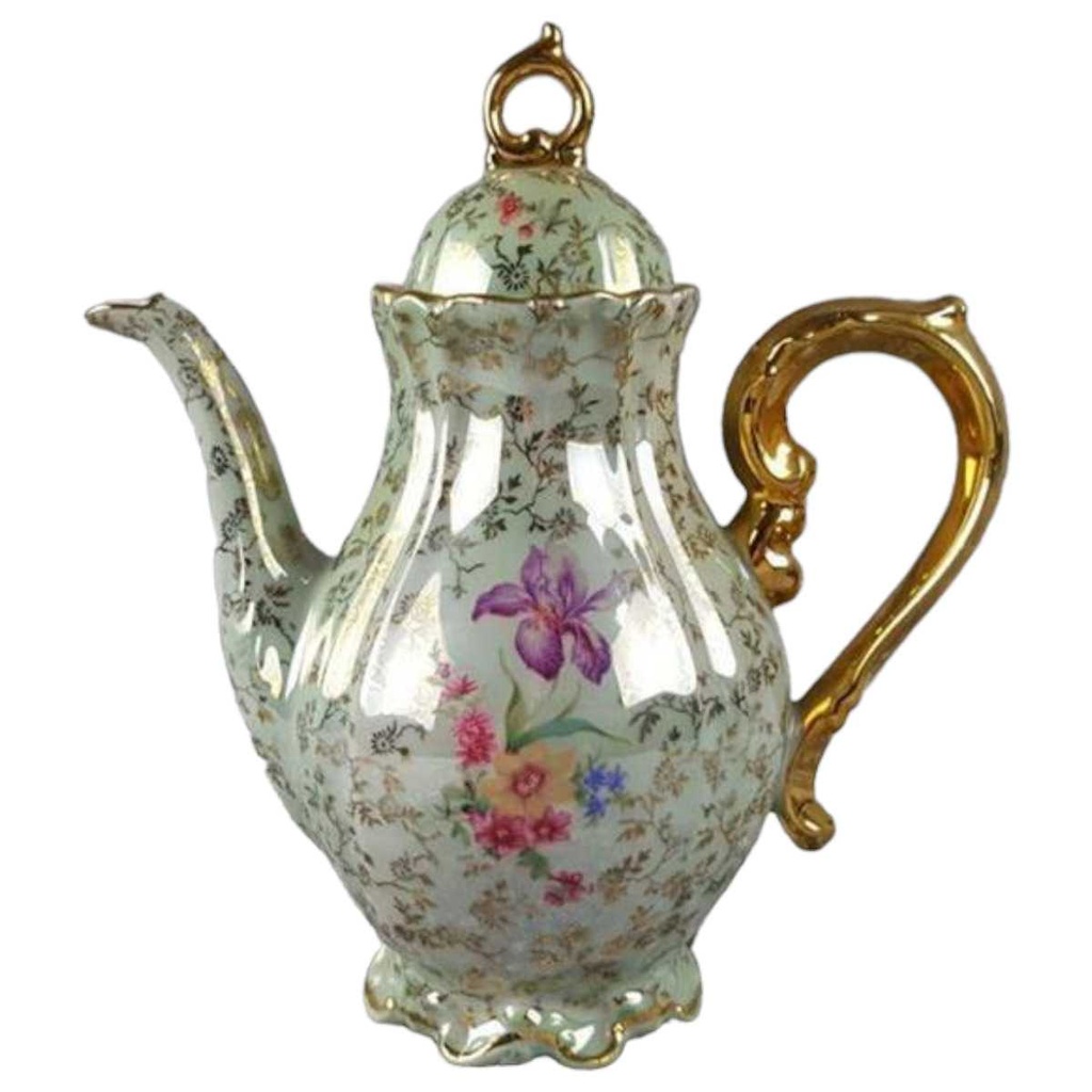 [458117609] Mokkakanne Golddekor Hallerstein Bavaria Blumen gebraucht - akzeptabel
