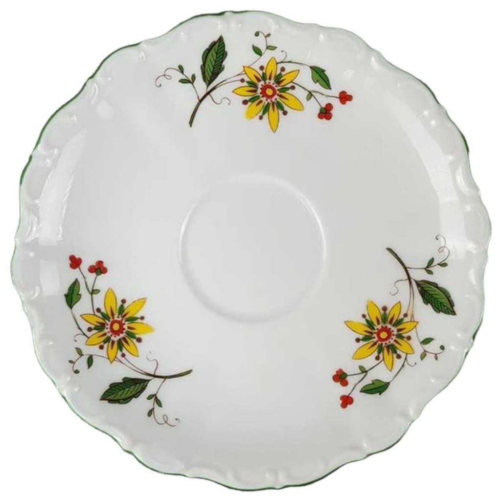 [458117617] Untertasse für Kaffee 14,8 cm Seltmann Weiden Barock bunte Blumen gebraucht - akzeptabel