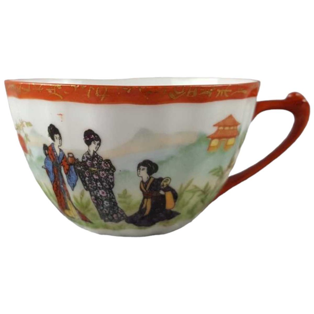Teetasse Tasse Unbekannte Hersteller Asiatisches Porzellan Motiv Geishas gebraucht - gut