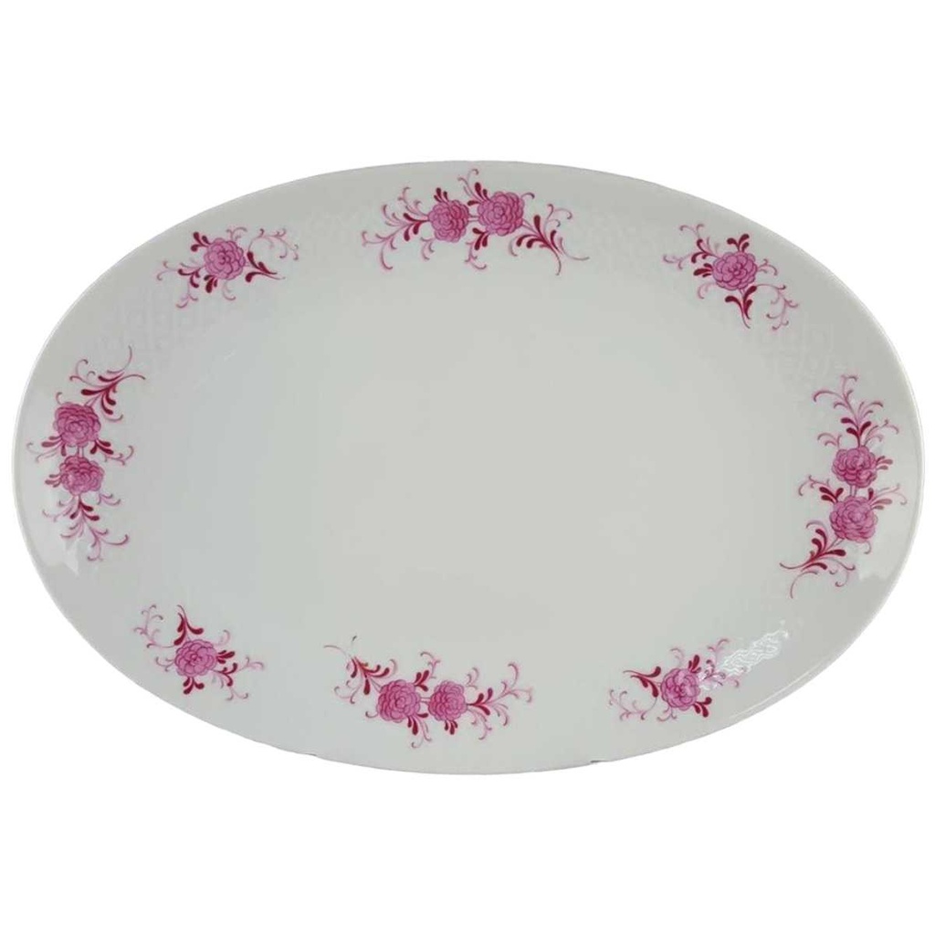 [458118341] Speiseplatte Fleischplatte 31x21,4 cm Seltmann Weiden Annabell rote Blüte 26043 Rosa