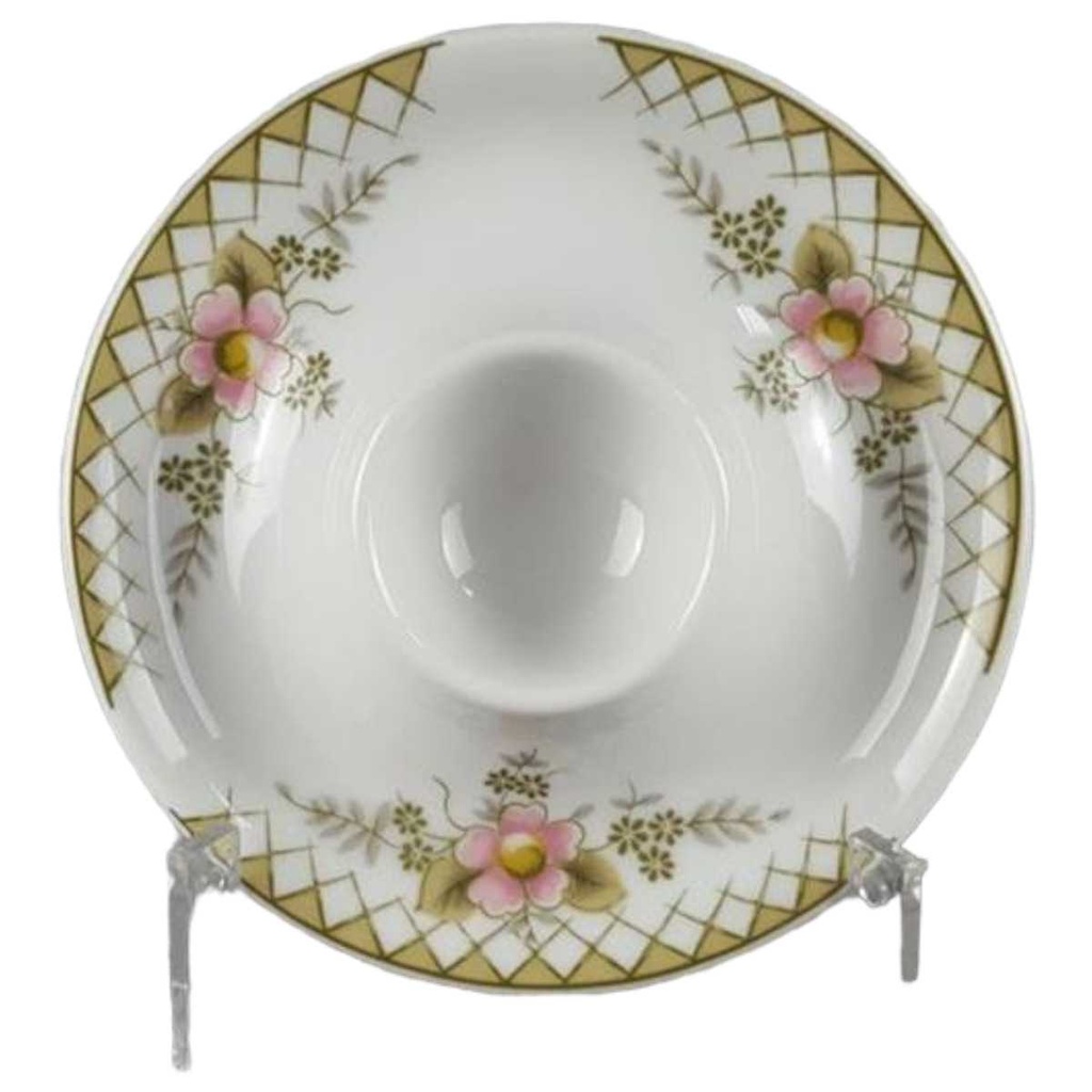 [458118401] Eierbecher mit Schalenablage Winterling Kirchenlamitz rosa Blumen grün Rautendekor gebraucht - sehr gut