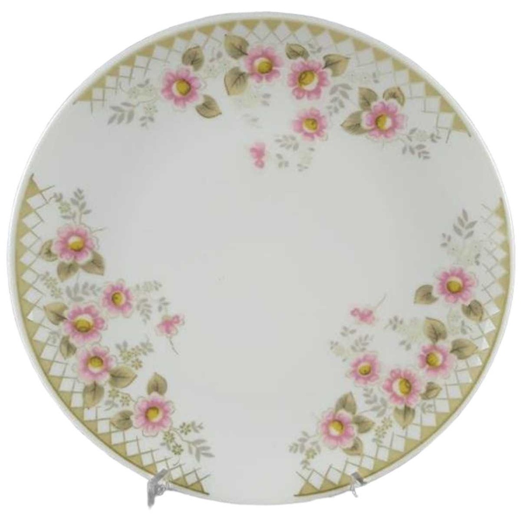 [458118403] Kuchenteller Dessertteller 19,5 cm Winterling Kirchenlamitz rosa Blumen grün Rautendekor gebraucht - akzeptabel