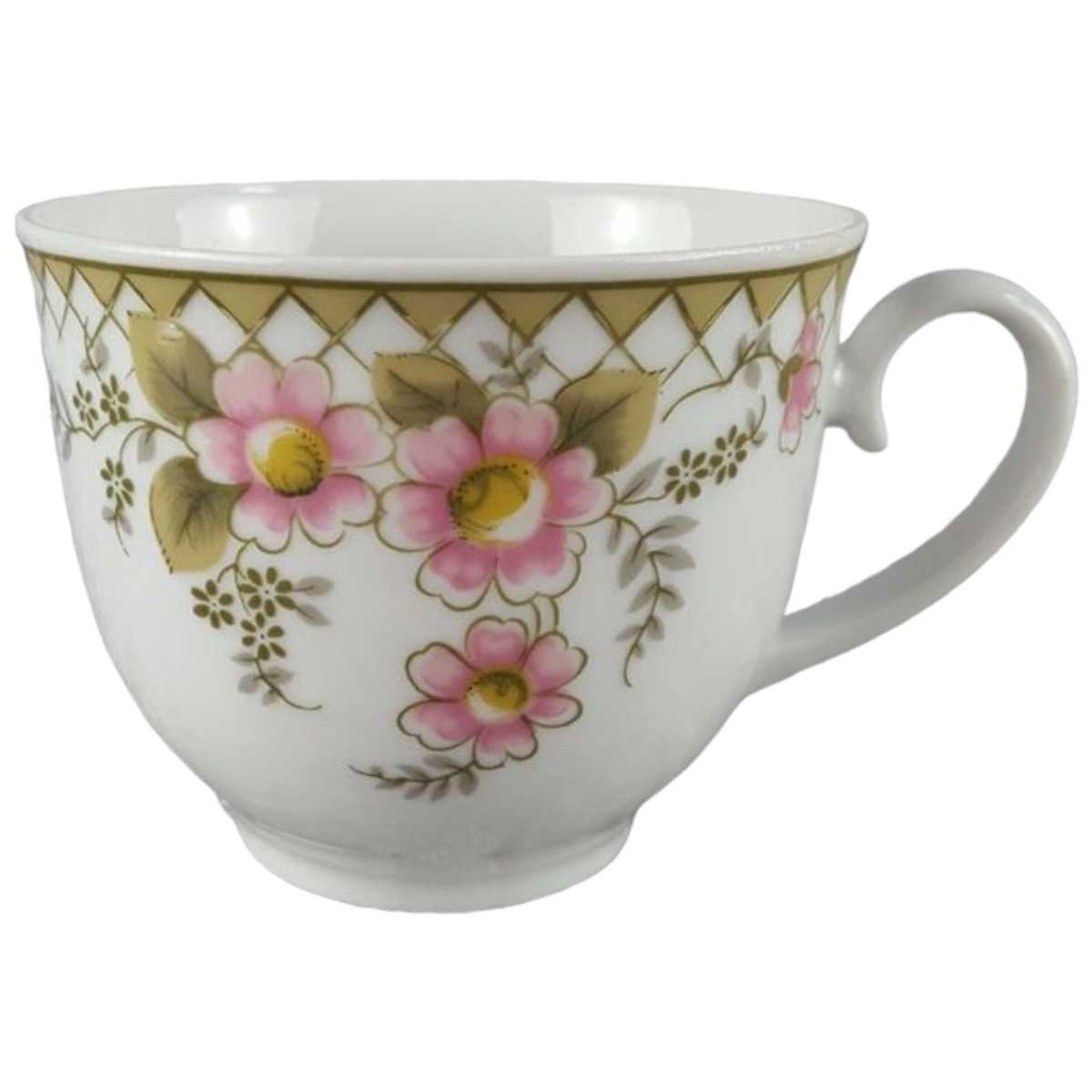 [458118404] Kaffeetasse Tasse Winterling Kirchenlamitz rosa Blumen grün Rautendekor gebraucht - gut