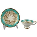 Mokkatasse mit Untertasse Tasse Espressotasse Golddekor Kaiser Porzellan Alka Kunst Elfenbein Beige gebraucht - gut