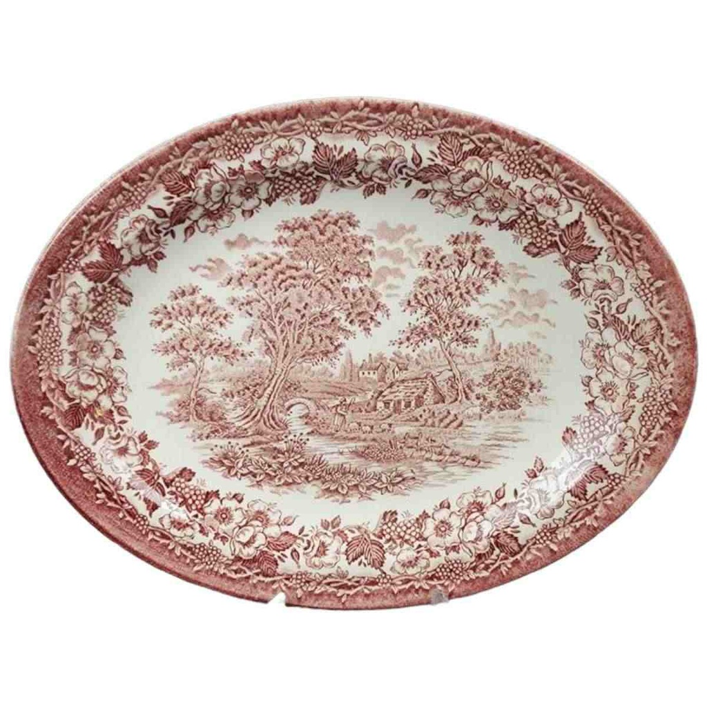 [458118995] Fleischplatte Steakplatte 29,5x23,3 cm English Ironstone Tableware (EIT) EIT England Motiv: Schaefer Rot gebraucht - sehr gut