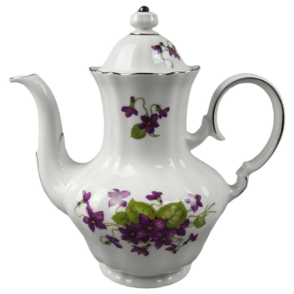 Kaffeekanne 1,4 L Winterling Marktleuthen lila Blume Veilchen Silberrand gebraucht - sehr gut
