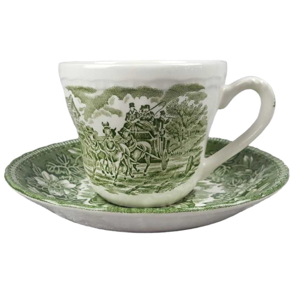[458119018] Kaffeetasse mit Untertasse Tasse Royal Tudor Coaching Taverns Grün gebraucht - gut